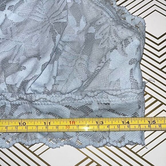 Aerie Womens Bralette‎ Sz XL Blue Floral Lace Crossback Pullover Non-Wire - Picture 2 of 4